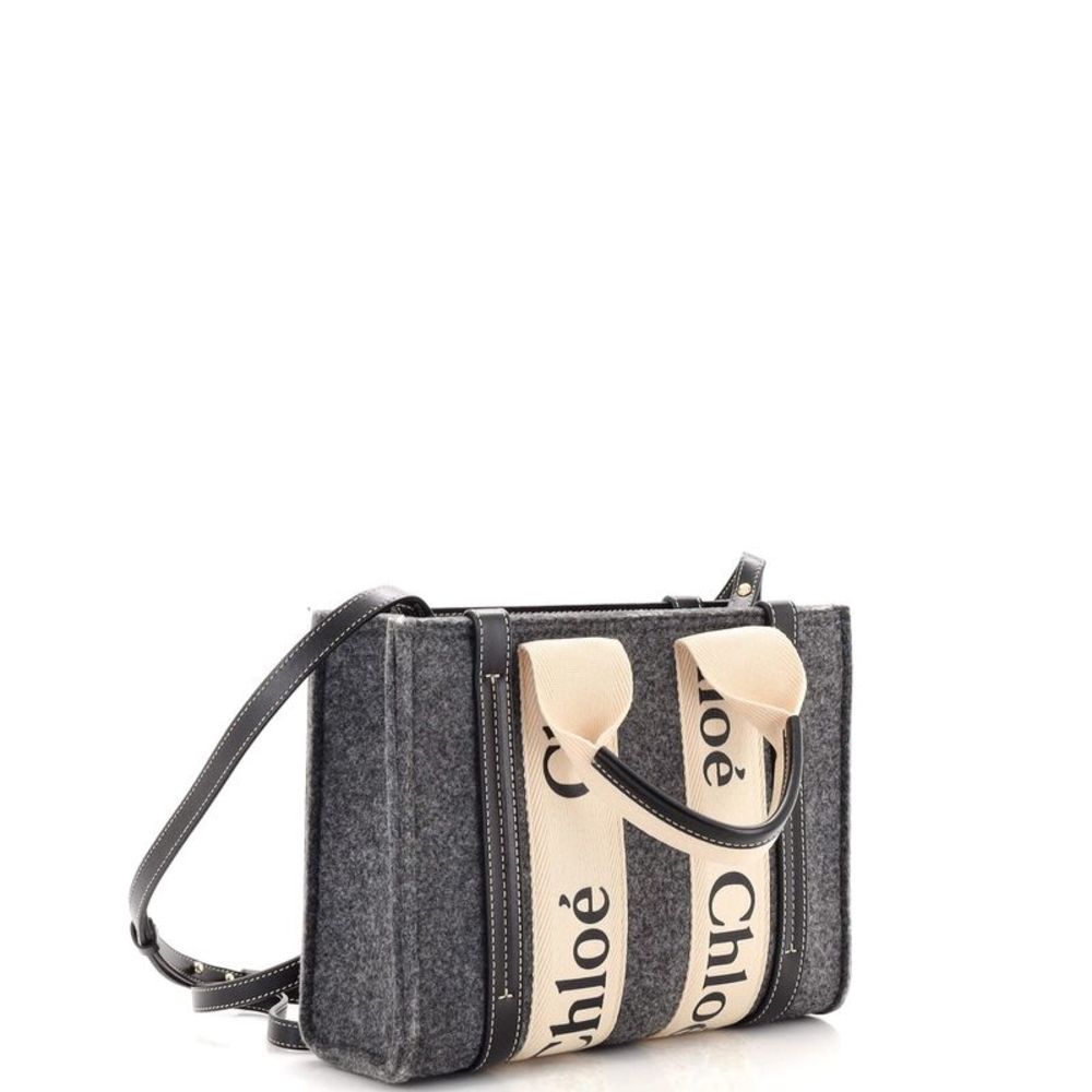 Chloe Woody Tote Recycled Felt with Leather and Canvas Small - Picture 2 of 6